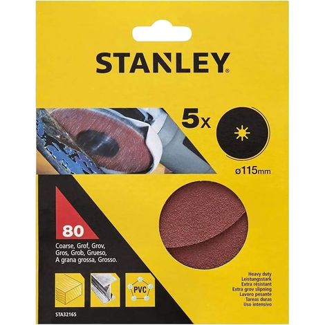 Disco Stanley in Carta Abrasiva per Smerigliatrici 80 Gr Ø 115