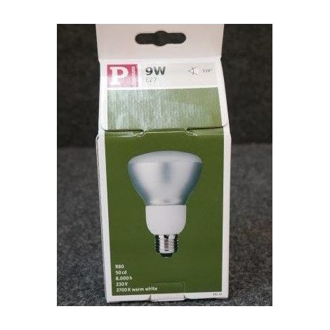 Ampoule fluocompacte 9W chaud 2700K à réflecteur R80 Ø 80x115mm culot E27 230V PAULMANN