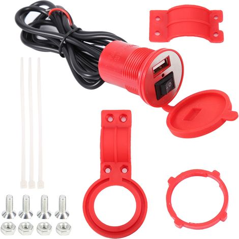 1 chargeur USB étanche pour moto, 12-24 V CC, sortie 1,5 A, câble 1,5 m, support guidon inclus (1/5)