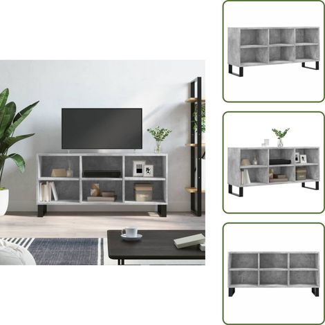 Meuble TV gris béton 103,5x30x50 cm bois d'ingénierie - Meubles Tv - Meuble Tv - Meuble Téléviseur - Étagère Murale - Support Tv (1/5)