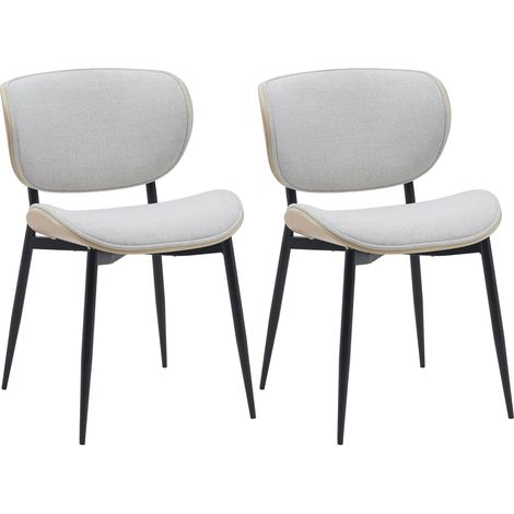 Lot de 2 chaises de salle à manger design en similicuir crème avec coque bois clair structure métal robuste 100008619 (1/5)