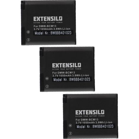EXTENSILO 3x Akku Ersatz für Panasonic DMW-BCM13PP, DMW-BCM13E, DMW-BCM13 für Kamera (1050 mAh, 3,7 V, Li-Ion) (1/3)