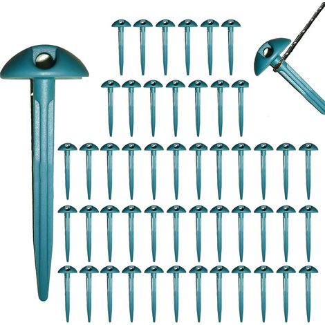 Lot de 50 piquets pour tapis de sol debout, tapis de sol en plastique robuste de 8,5 cm, piquets pour fixation de bâches de pluie (1/5)