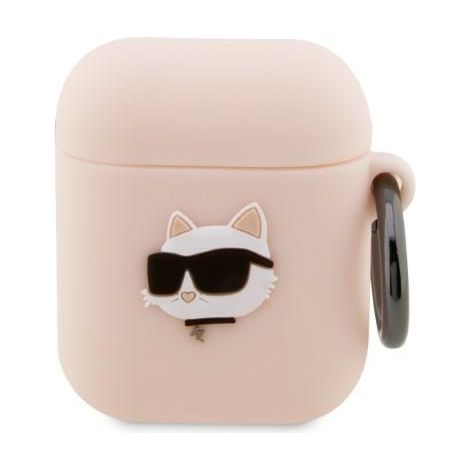 Karl Lagerfeld KLA2RUNCHP AirPods 1/2 Hülle pink Silikon Choupette Kopf 3D (1/3)