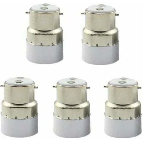 ZVD - Paquete de 5 adaptadores de portalámparas B22 a E14. Adaptador de portalámparas B22 a portalámparas estándar E14. (1/4)