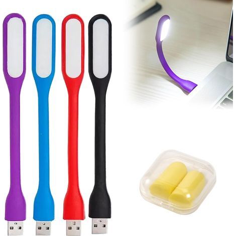 Flexible LED USB Lamp, 4-Piece Laptop Lamp Set, Mini Flexible USB Light, with Earplug (1/5)