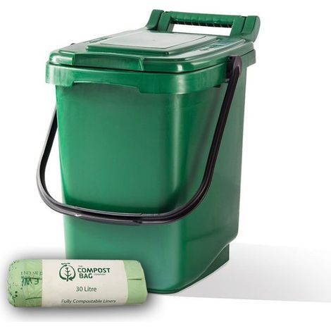 23ltr kitchen caddy green with 25 Pack of Liners