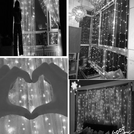 Guirlande lumineuse LED 31m 100mm, rideau lumineux, 8 modes, télécommande USB, fil de cuivre décoratif, effet ciel étoilé, blanc pur. (1/5)