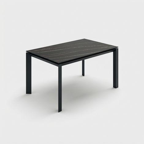 Tavolo allungabile ceramica gambe metallo per sala da pranzo Linear - Nero