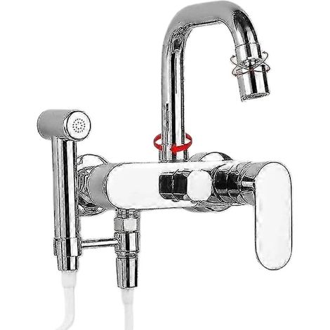 Robinet de cuisine mural noir mat avec bec long, mitigeur eau chaude/eau froide entièrement métallique pour baignoire et bidet