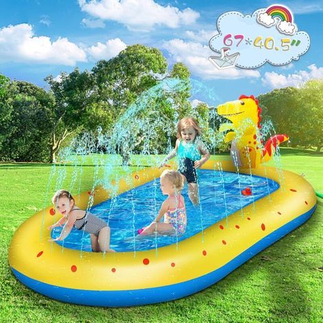 Paddling pools for kids Inflatable Sprinkler Mat Swimming Pool for toddlers Age 3+ and Splash Pad Wading Pool for Fountain Games , Summer Backyard Garden Spray Water Toys for Outdoor kids Fun Play