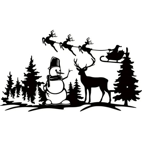 Plaque Murale En Métal - Arbre De Noël Bonhomme De Neige Renne - Décor Intérieur Extérieur - 40 X 23 Cm - 1 Pièce (1/5)