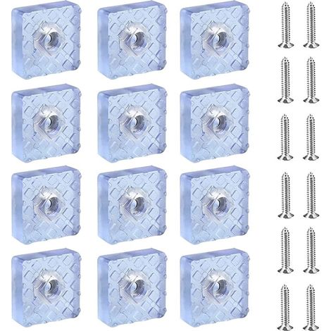 12 Pièces Patin de Chaise Carrés 30mm,Deplace Meuble Tapis Anti Bruit Patin Antiderapant, pour Protection du dol pour Chaises et Meuble,Blanc