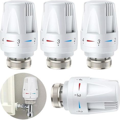 4pcs Temperature Control Valves Thermostatic Valve Head TRV M30 x 1.5 Standard Automatic Radiator Head Replacement Fixed Head (1/5)