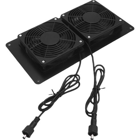 Extracteur d'air double solaire 2200r/min ventilateur à énergie solaire pour poulailler abri animaux remise (1/5)