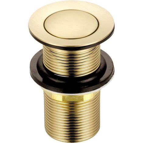 Brushed gold slotless click-clack waste  Replacement brass basin plug  Standard G 3.8 cm BSP connection  1 piece