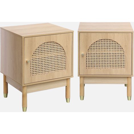 Set 2 comodini in legno con ante in cannage (1/5)