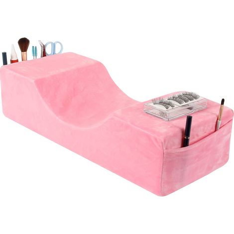 Oreiller Confortable pour Extensions de Cils, Oreiller Cervical en Mousse à mémoire de Forme pour Un Meilleur Sommeil, Coussin de greffe de Cils avec Housse en Velours Rose Amovible (1/5)