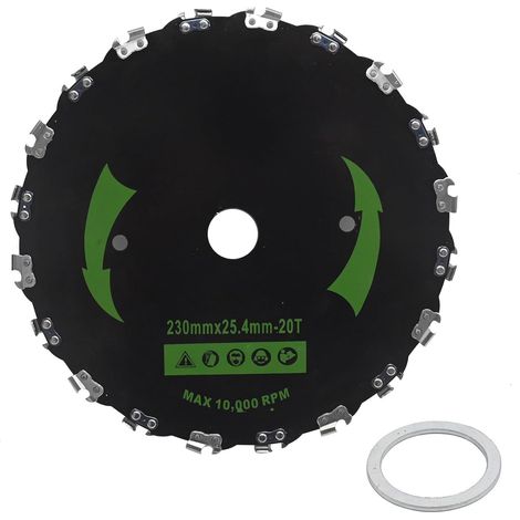 Lame de scie à débroussailleuse 225 mm, trou central de 20 mm, remplacement pour débroussailleuse de type MAXI robuste pour débroussailleuse 45CC + et scies plus grandes (1/5)