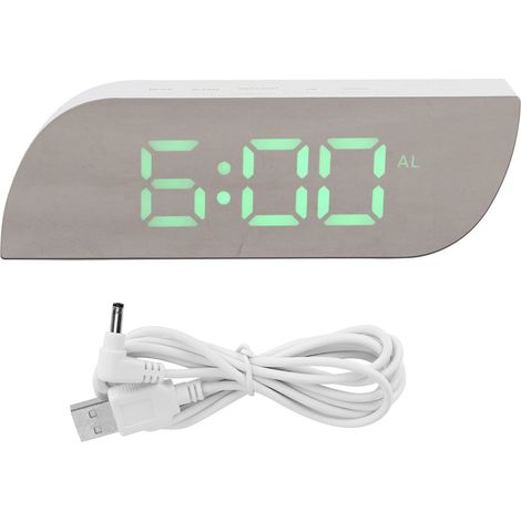LED Digital Clock 12/24 Hour Conversion Adjustable Brightness Bedside Alarm Clock GHY-0801Green (1/5)