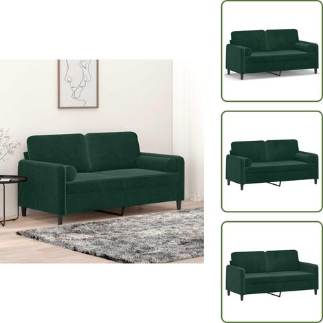 2-Sitzer-Sofa mit Zierkissen Dunkelgrün 140 cm Samt - Samtsofa - 2-Sitzer-Sofa - Wohnlandschaft - Gemütliches Sofa - Lounge Möbel
