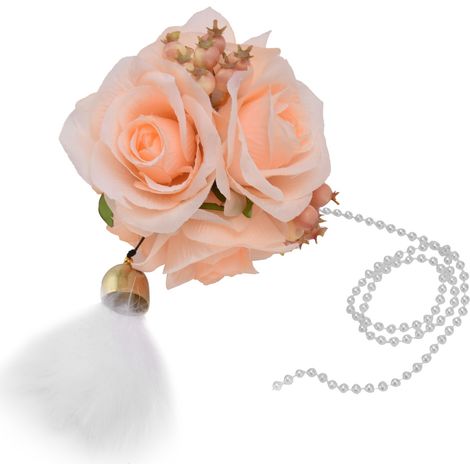 Künstliche Champagner-Rosenkugel, florale Fotodekoration, kreatives Accessoire mit Glasglocke und Federn, ideal für Fotoshootings (1/5)