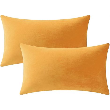 Housses de coussin pour canapé 30 x 50 cm, orange-jaune : lot de 2 (1/4)