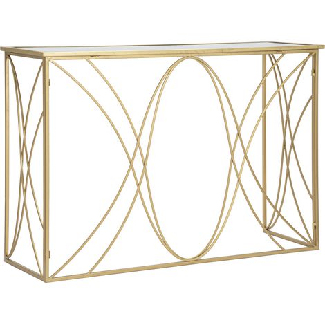 Console Exy 120x40x80 cm in Ferro e Specchio Oro e Argento (1/5)