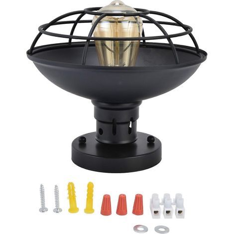 Plafonnier rétro noir avec sachet de vis, résistant, pour cuisine, escalier, 85-250VE26 (États-Unis) (1/5)