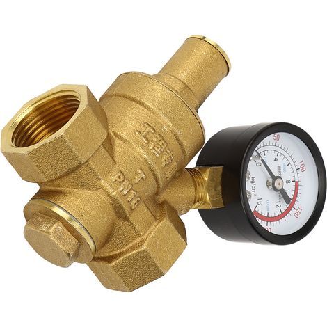 Régulateur de pression d'eau ajustable en laiton DN20 avec manomètre intégré (1/5)