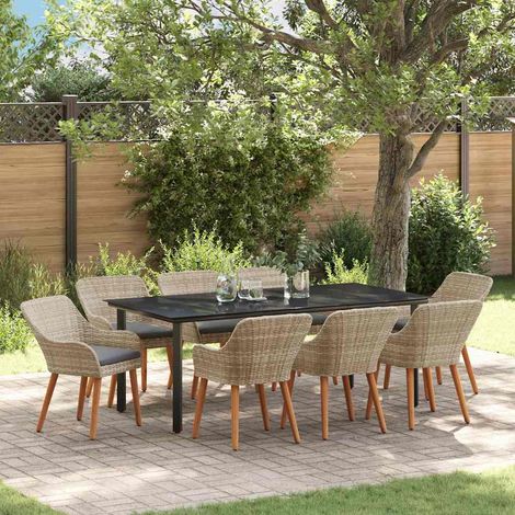 Ensemble de salle à manger pour jardin 9 pcs-Salon de jardin Gris clair 506075 (1/5)