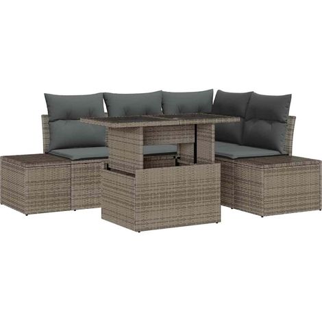 Maison Exclusive - Ensemble de canapé de jardin avec coussin 5 pcs Gris polyrotin
