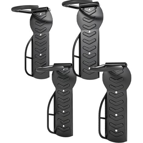 Lot de 4 supports muraux vélo pliables, fixation verticale pour 4 vélos, charge 30 kg par support, pour pneus jusqu’à 8 cm, métal noir, CHICFURN (1/5)