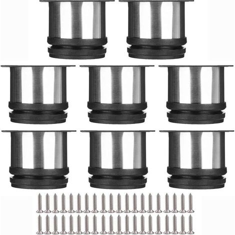 Selected Set of 8 Furniture Legs, Adjustable Kitchen Legs Ø 50 mm/Height 50 mm Round Stainless Steel Metal Sofa Table Legs (1/4)