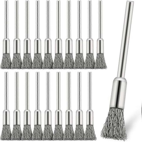 Brosse de nettoyage pour stylo à embout métallique, brosse métallique allongée, petite brosse métallique, foret pour enlever la rouille et la peinture, rotor de polissage (1/4)