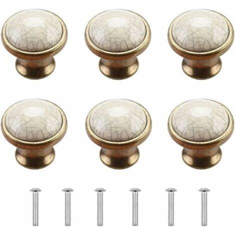 Bouton de meuble en céramique 6 pièces – Design rétro shabby chic – Diamètre 3,6 cm – Vis incluses pour montage sur bois 18 mm (1/5)