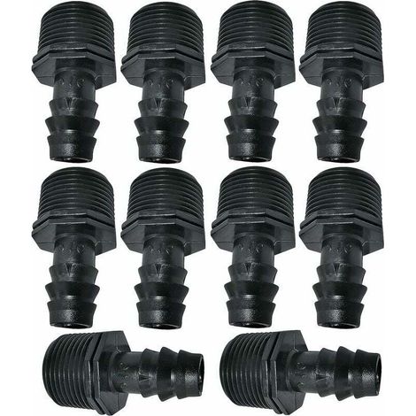 10er-Packung Ø16mmx3/4'' Tropfschlauchadapter/-verbinder mit Außengewinde (für Ø16mm-Schlauch) - Verbinder für Bewässerungs-/Bewässerungssystem FLITI (1/4)