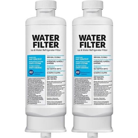 Filtre à Eau DA97 17376B pour Réfrigérateur, Compatible avec de Nombreuses Marques, Réduction des Polluants pour une Eau Propre et Sûre, 2 Unité (1/4)