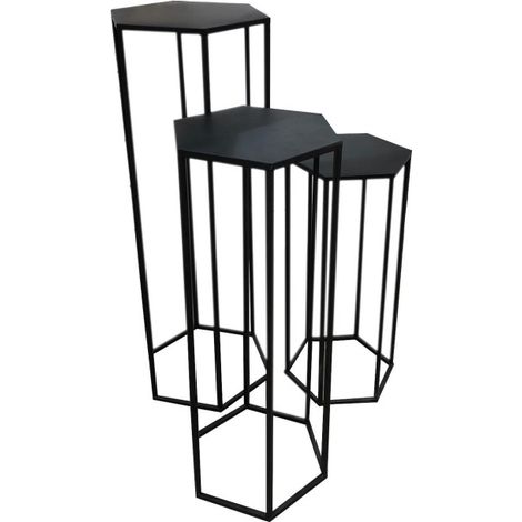 Lot de 3 Sellettes Gigognes "Métal" 90cm Noir (1/4)