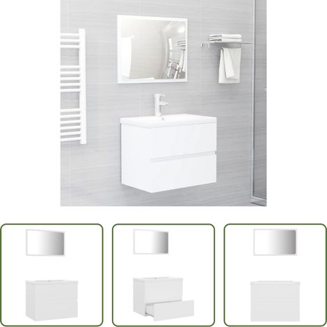 Armoire d'évier - Ensemble de meubles de salle de bain blanc bois d'ingénierie (1/5)