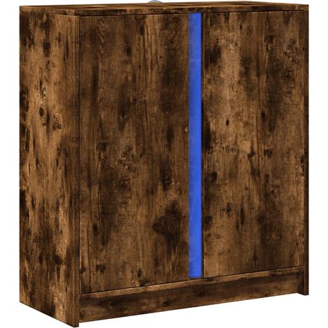 Aparador cómoda cómoda armario mueble organizador cocina salón salón con LED 77 x 34 x 85 cm madera contrachapada marrón 020029784 (1/5)