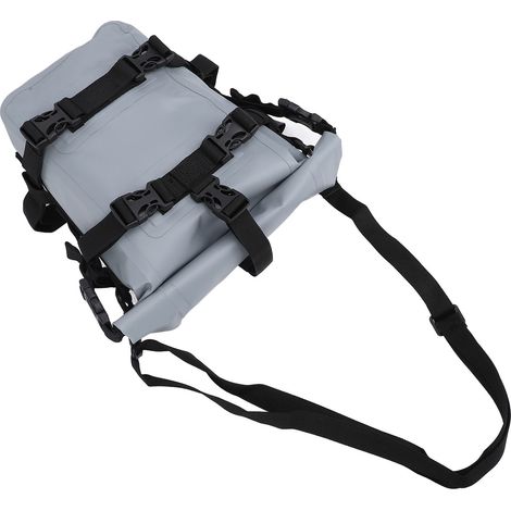 Sacoche de pare-chocs de moto résistante à l'eau, grande capacité, antidérapante, en PVC, pour cadre latéral et barres de protection, sacoche de selle pour moto tout-terrain et moto de route, grise (1/5)