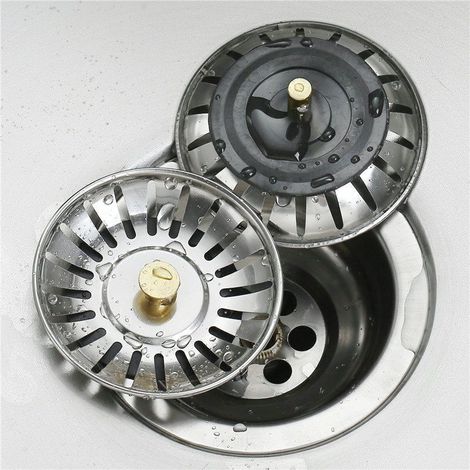 Bouchon d'évier de cuisine Mascot (lot de 2, 80 mm), acier inoxydable 304, anticorrosion, filtre et crépine, idéal pour l'évacuation et la prévention des obstructions.