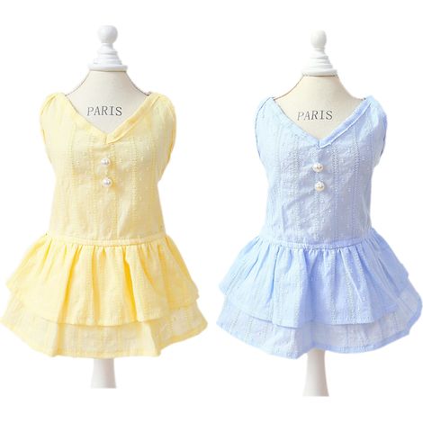 2 robes d'été pour chiens et chats, jupe en coton, taille S à XL, pour animaux de compagnie (1/5)