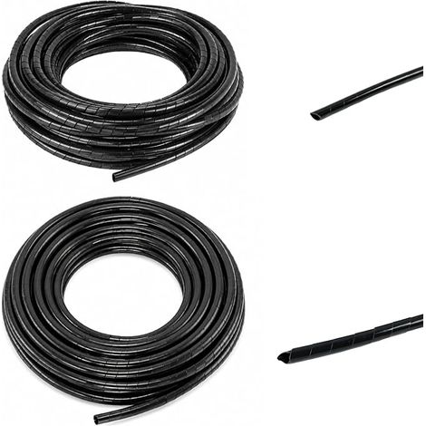 Gaine Spirale pour Câble Électrique, 10m de Cache Câble Noir, 4mm et 6mm, pour Bureau TV (1/5)