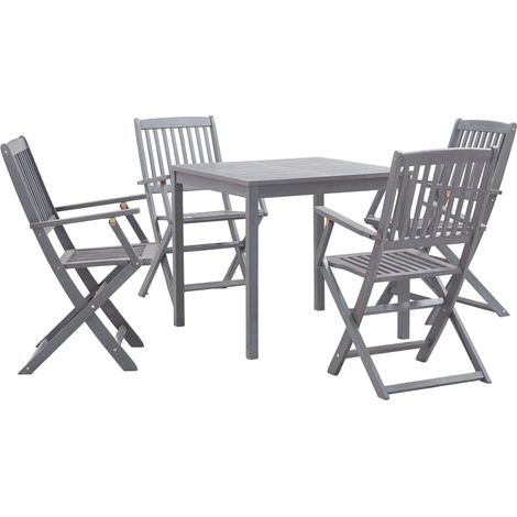 vidaXL Set da Pranzo per Giardino 5 pz Legno Massello di Acacia Grigio (1/5)