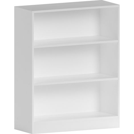 Cambridge 3 Tier Low Bookcase Shelving Storage Unit, White