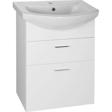 Aqualine Zoja - Mueble de lavabo 51x74x30 cm, 2x cajón, blanco 51051A (1/2)