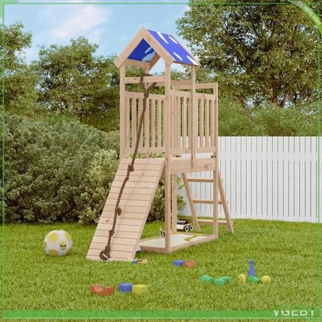 Aire de jeux d'extérieur - Modèle 3279067 - Bois de pin massif - Toit polyester - Mur d'escalade avec corde (1/5)