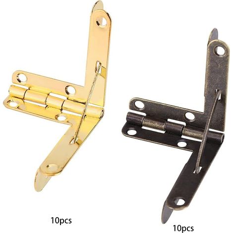 Juego de 20 bisagras decorativas de resorte en hierro, bronce y oro, con tornillos, para joyeros y cajas de relojes, 3,6 x 3,2 cm. (1/5)